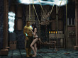 Halloween couple in mad scientist lab
