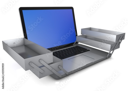 Illustration: Laptop_Werkzeugkasten Laptop_Werkzeugkasten