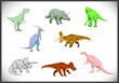 Dinosaur color set, vector