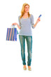 Photo: Full length portrait of attractive teen girl with shopping bags Full length portrait of attractive teen girl with shopping bags