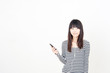 pretty asian woman listening music