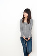 pretty asian woman listening music