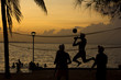 beach volleyball, sunset on the beach