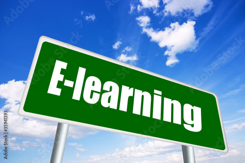 Illustration: E-learning illustrated sign E-learning illustrated sign