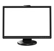 Computer monitor with blank white screen isolated.