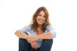 Attractive middle age woman on a white background