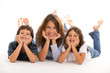 Happy family on a white background