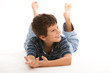Cute happy boy on a white background