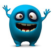Happy blue monster