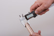 Measuring with calipers