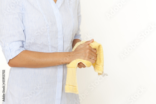 Photo: Drying hands with a towel Drying hands with a towel