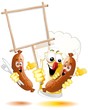 Birra e Salsiccia Cartoon-Oktoberfest Beer and Sausages-Vector Birra e Salsiccia Cartoon-Oktoberfest Beer and Sausages-Vector