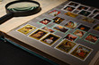 Open album with stamps