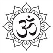 aum syllable, water lily motif design, Hinduism, India aum syllable, water lily motif design, Hinduism, India