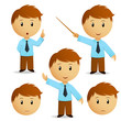 Set of happy cartoon businessman for presentation
