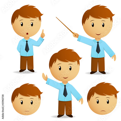 Vector: Set of happy cartoon businessman for presentation Set of happy cartoon businessman for presentation