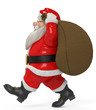 red santa cartoon carring a sack side view red santa cartoon carring a sack side view