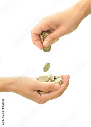 Photo: Handing out money Handing out money