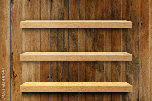 Photo: Empty wood shelf Empty wood shelf