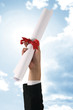 Diploma with a red ribbon