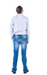 young expert looks ahead. rear view.