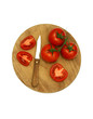 tomatoes on kitchen board isolated on white background