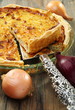 Alsatian onion pie with ham.