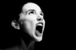 Mime girl looks up and screams.