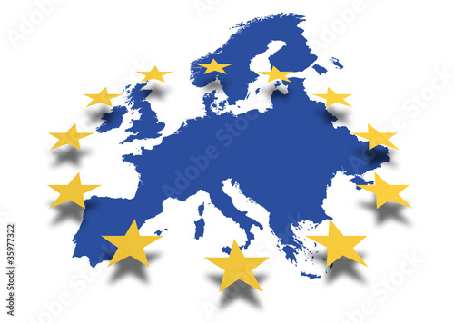 Illustration: Europa *** Karte mit EU-Sternenbanner Europa *** Karte mit EU-Sternenbanner