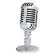 Microphone. Retro Microphone, silver. Isolated on white.