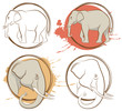 Vector set of abstract drawing animal. Elefant