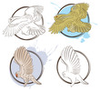 Vector set of abstract drawing animal. Owl