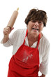 Angry woman with rolling pin