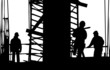 Bauarbeiter auf einer Großbaustelle