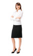 Happy smiling business woman, over white