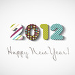 Happy new year 2012, colorful stickers