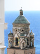 the bell tower of cathedral in Amalfi - Italy - against blue sea the bell tower of cathedral in Amalfi - Italy - against blue sea