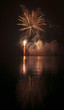 Colorful fireworks on black sky background with water reflection Colorful fireworks on black sky background with water reflection