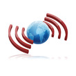 Esfera brillante planeta con simbolo WIFI