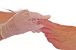 fusspflege in der Podologie horizontal mit Handschuhen