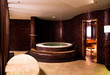 Modern bathroom interior with jacuzzi and sauna