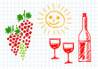 Drawing of grape and wine Drawing of grape and wine