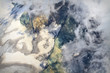 Aerial view of Glacier with clouds