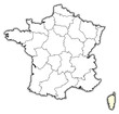 Map of France, Corsica highlighted
