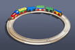 wooden toy train on tracks