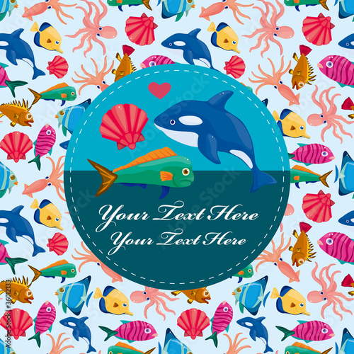 Vektor: cartoon fish card cartoon fish card