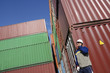 port worker and cargo containers