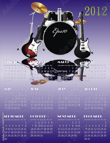 Illustration: music instruments calendar music instruments calendar