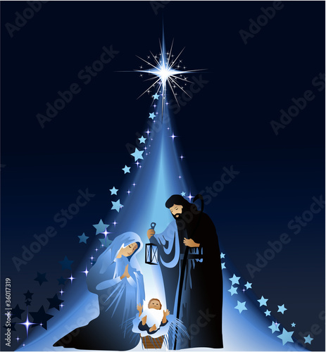Vector: Christmas nativity scene with holy family Christmas nativity scene with holy family