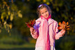 Photo: Young girl with leaves in autumn park Young girl with leaves in autumn park